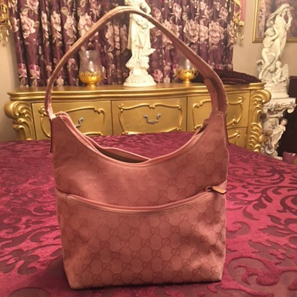 Gucci Vintage Pink Monogrammed Hobo Bag - Picture 1 of 3